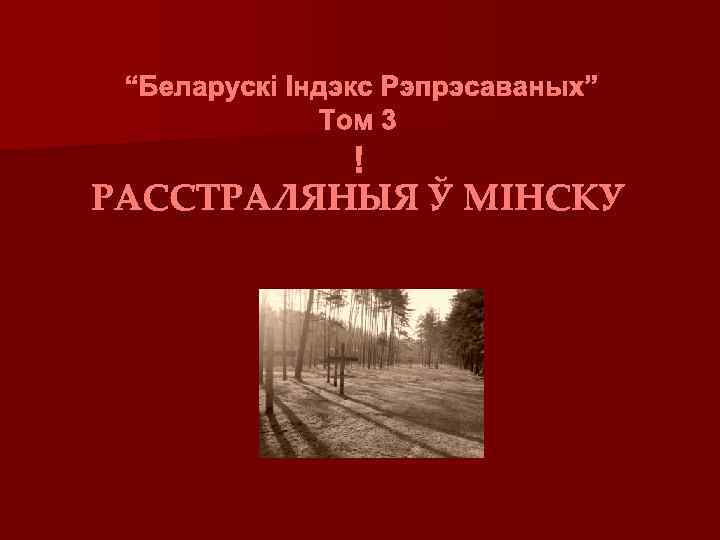  “Беларускі Індэкс Рэпрэсаваных” Том 3 РАССТРАЛЯНЫЯ Ў МІНСКУ 
