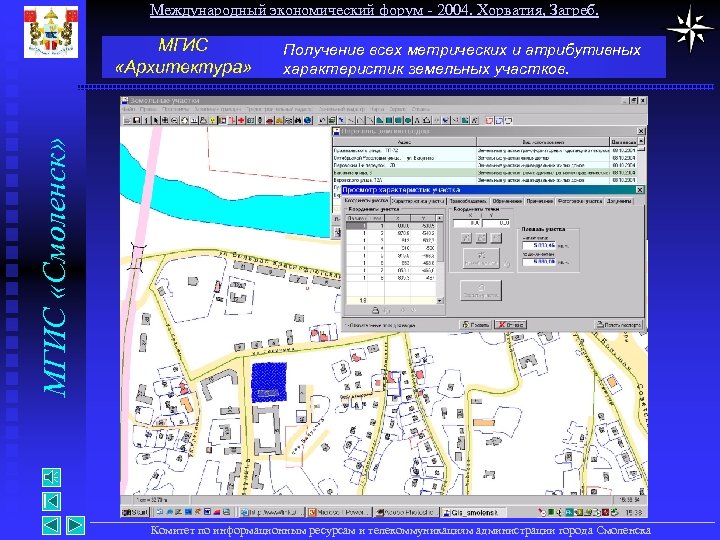 Международный экономический форум - 2004. Хорватия, Загреб. Получение всех метрических и атрибутивных характеристик земельных