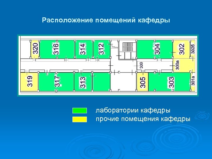 Расположение помещений кафедры лаборатории кафедры прочие помещения кафедры 