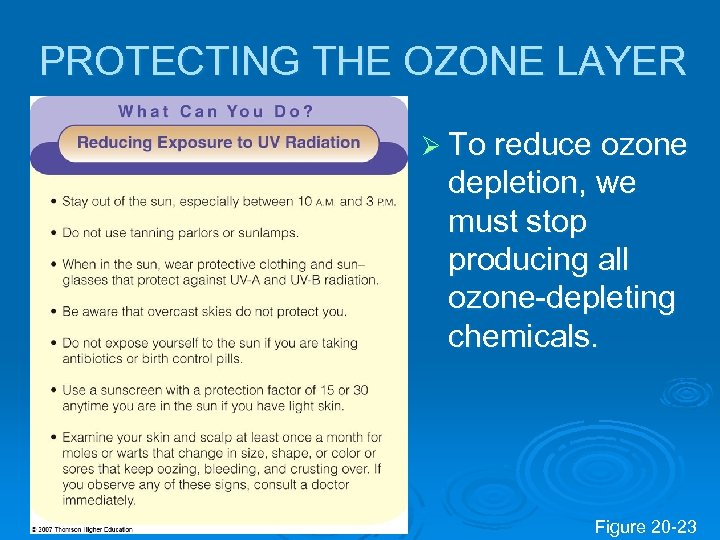 PROTECTING THE OZONE LAYER Ø To reduce ozone depletion, we must stop producing all