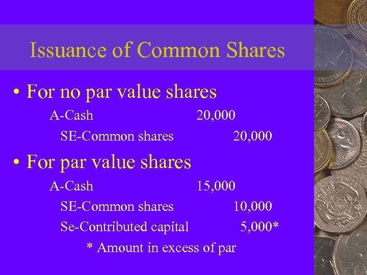 Issuance of Common Shares • For no par value shares A-Cash SE-Common shares 20,