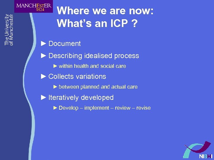 Where we are now: What’s an ICP ? ► Document ► Describing idealised process