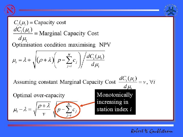 Monotonically increasing in station index i 