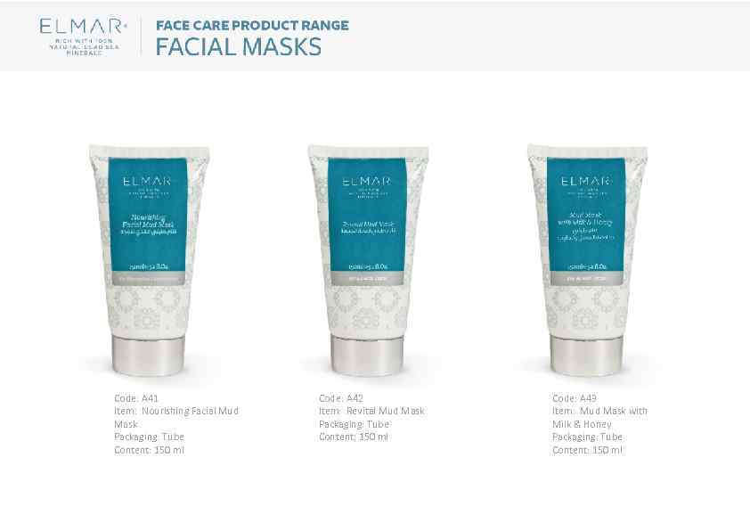 Code: A 41 Item: Nourishing Facial Mud Mask Packaging: Tube Content: 150 ml Code: