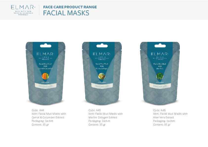 Code: A 44 Item: Facial Mud Masks with Carrot & Cucumber Extract Packaging: Sachet