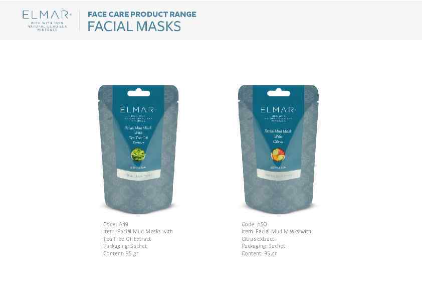 Code: A 49 Item: Facial Mud Masks with Tea Tree Oil Extract Packaging: Sachet