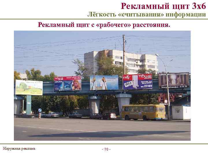 Рекламный щит 3 х6 Лёгкость «считывания» информации Рекламный щит с «рабочего» расстояния. Наружная реклама