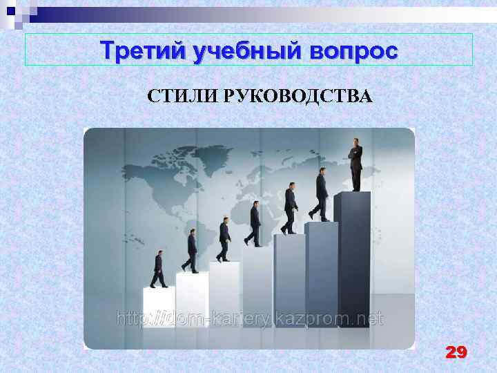 Третий учебный вопрос СТИЛИ РУКОВОДСТВА 29 