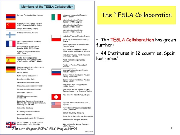 The TESLA Collaboration • The TESLA Collaboration has grown further: - 44 Institutes in