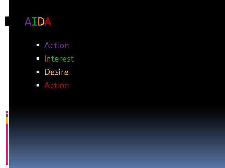 AIDA Action Interest Desire Action 
