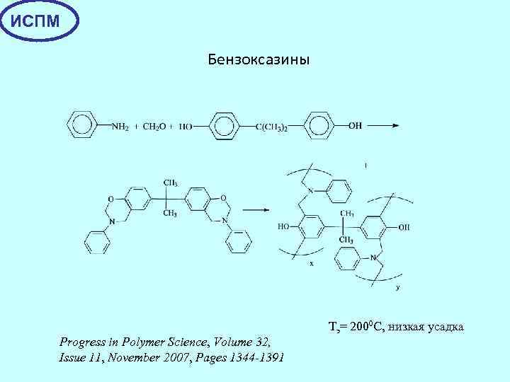 ИСПМ Бензоксазины Progress in Polymer Science, Volume 32, Issue 11, November 2007, Pages 1344
