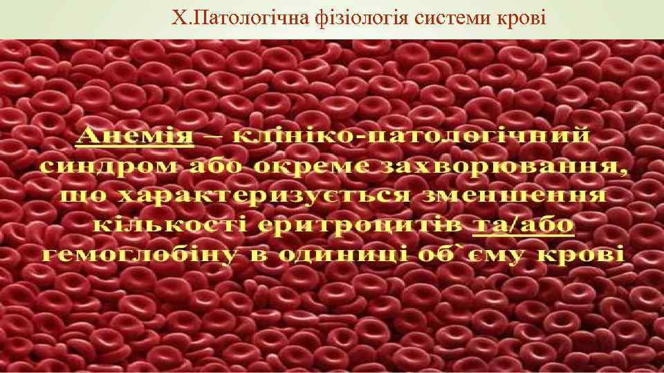 X. Патологічна фізіологія системи крові 