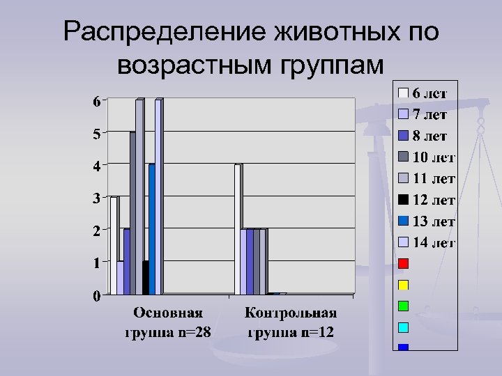 Распределение животных по возрастным группам 