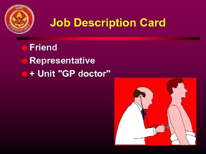 Job Description Card Friend l Representative l + Unit "GP doctor" l 