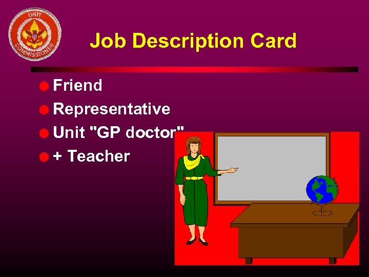 Job Description Card Friend l Representative l Unit "GP doctor" l + Teacher l