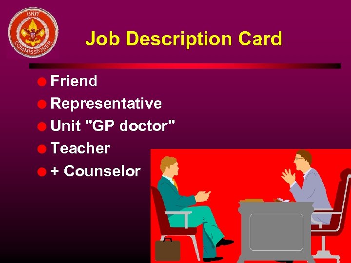 Job Description Card Friend l Representative l Unit "GP doctor" l Teacher l +