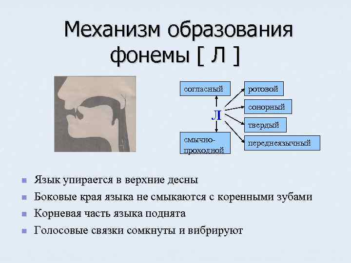 Механизм образования. Механизм образования звука л. Согласный ротовой сонорный смычно-проходной переднеязычный твердый. Согласный ротовой сонорный смычно-проходной переднеязычный мягкий. Механизм образования речи.