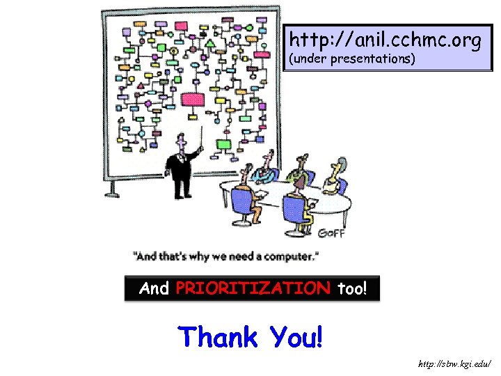 http: //anil. cchmc. org (under presentations) And PRIORITIZATION too! Thank You! http: //sbw. kgi.