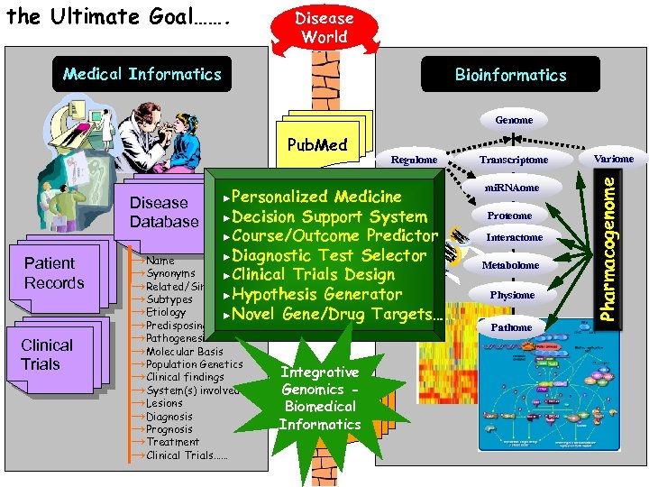 the Ultimate Goal……. Disease World Medical Informatics Bioinformatics Genome ►Personalized Patient Records Clinical Trials