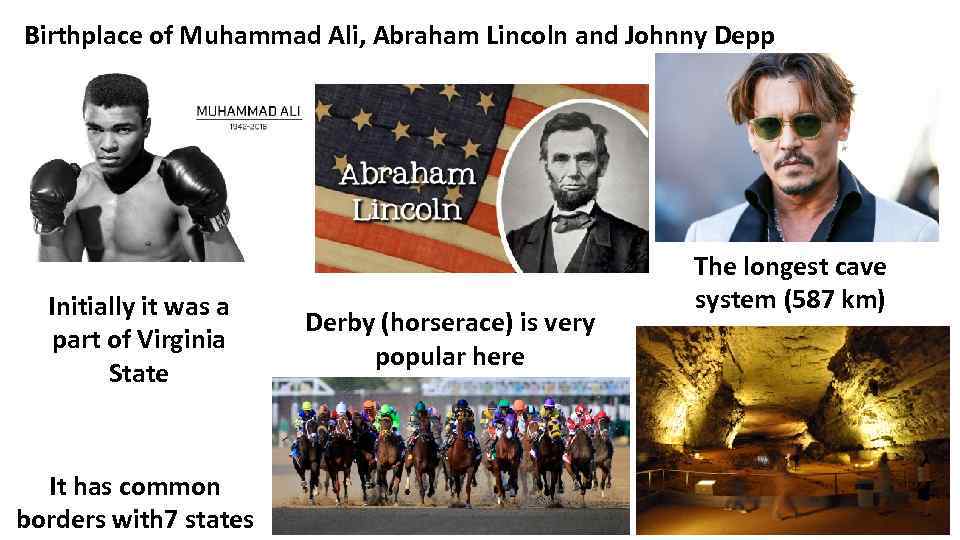 Birthplace of Muhammad Ali, Abraham Lincoln and Johnny Depp Initially it was a part