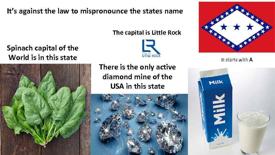 It’s against the law to mispronounce the states name The capital is Little Rock