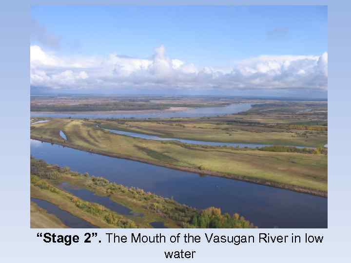 “Stage 2”. The Mouth of the Vasugan River in low water 