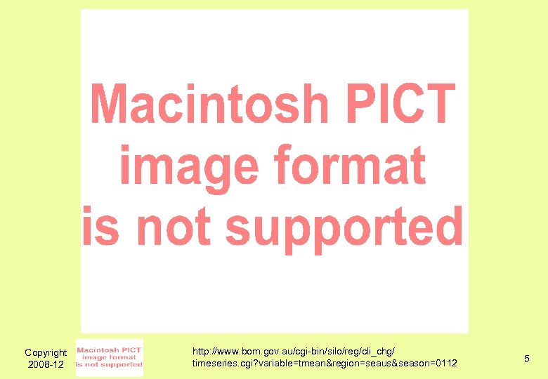 Copyright 2008 -12 http: //www. bom. gov. au/cgi-bin/silo/reg/cli_chg/ timeseries. cgi? variable=tmean&region=seaus&season=0112 5 