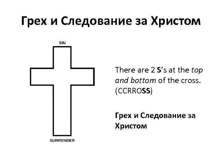 Грех и Следование за Христом There are 2 S’s at the top and bottom