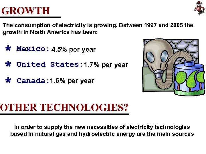 GROWTH The consumption of electricity is growing. Between 1997 and 2005 the growth in