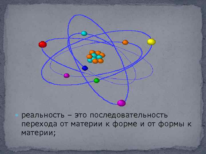  реальность – это последовательность перехода от материи к форме и от формы к