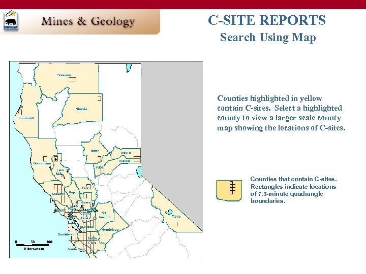 C-SITE REPORTS Search Using Map Counties highlighted in yellow contain C-sites. Select a highlighted