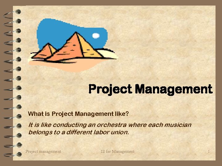 Project Management What is Project Management like? It is like conducting an orchestra where