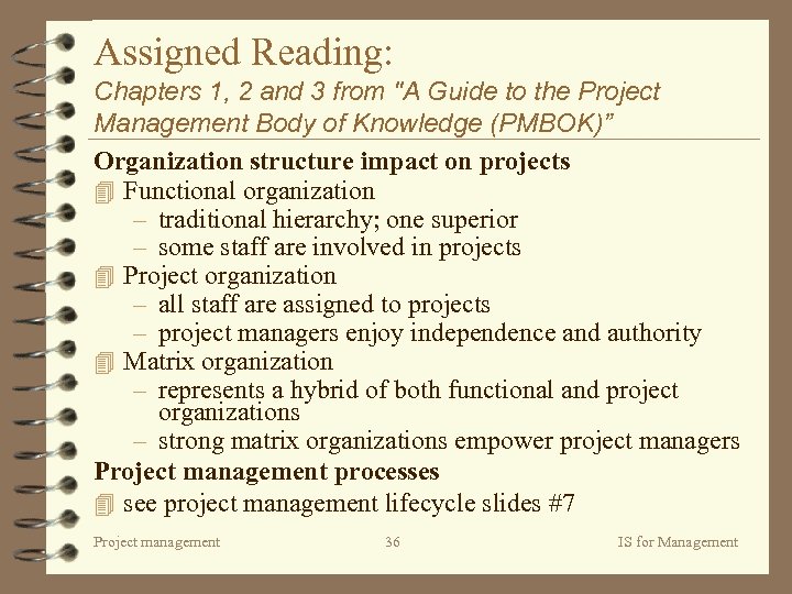 Assigned Reading: Chapters 1, 2 and 3 from 