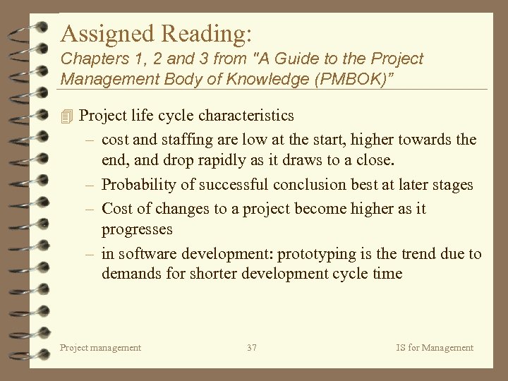 Assigned Reading: Chapters 1, 2 and 3 from 