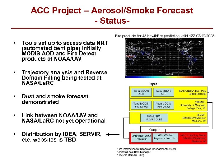 ACC Project – Aerosol/Smoke Forecast - Status • Tools set up to access data