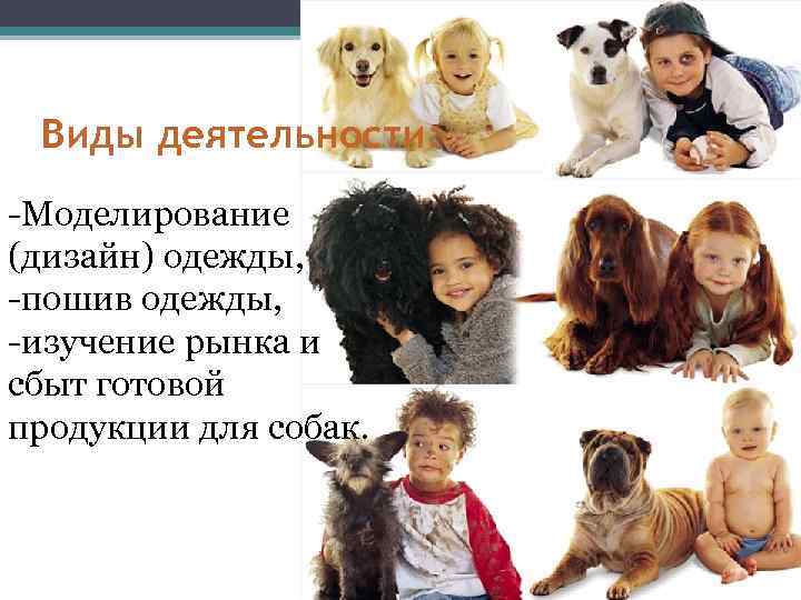 Виды деятельности: -Моделирование (дизайн) одежды, -пошив одежды, -изучение рынка и сбыт готовой продукции для