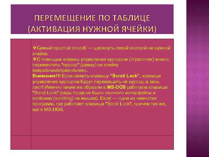 v. Самый простой способ — щелкнуть левой кнопкой на нужной ячейке. v. С помощью