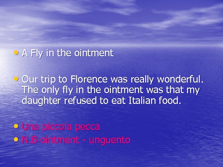  • A Fly in the ointment • Our trip to Florence was really