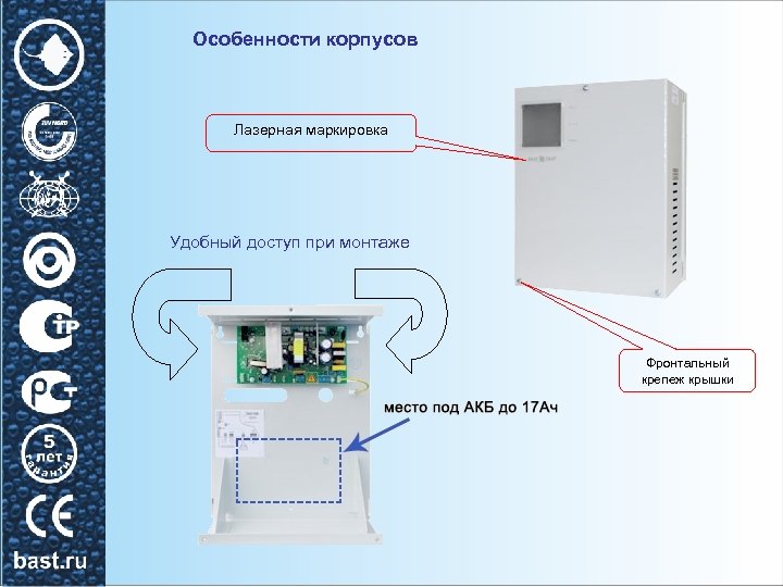Особенности корпусов Лазерная маркировка Удобный доступ при монтаже Фронтальный крепеж крышки 
