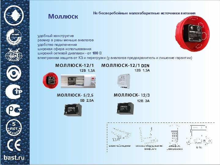 Моллюск Не бесперебойные малогабаритные источники питания удобный конструктив размер в разы меньше аналогов удобство