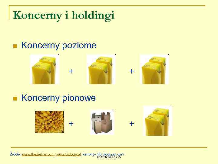 Koncerny i holdingi n Koncerny poziome + n + Koncerny pionowe + Źródła: www.