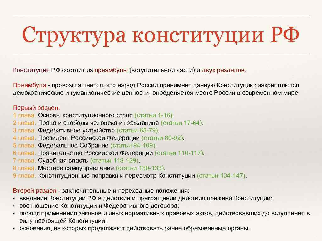 Функции и структура конституции