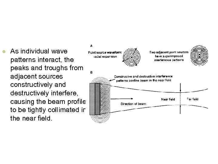 l As individual wave patterns interact, the peaks and troughs from adjacent sources constructively