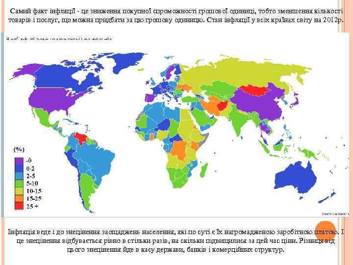  Самий факт інфляції це зниження покупної спроможності грошової одиниці, тобто зменшення кількості товарів