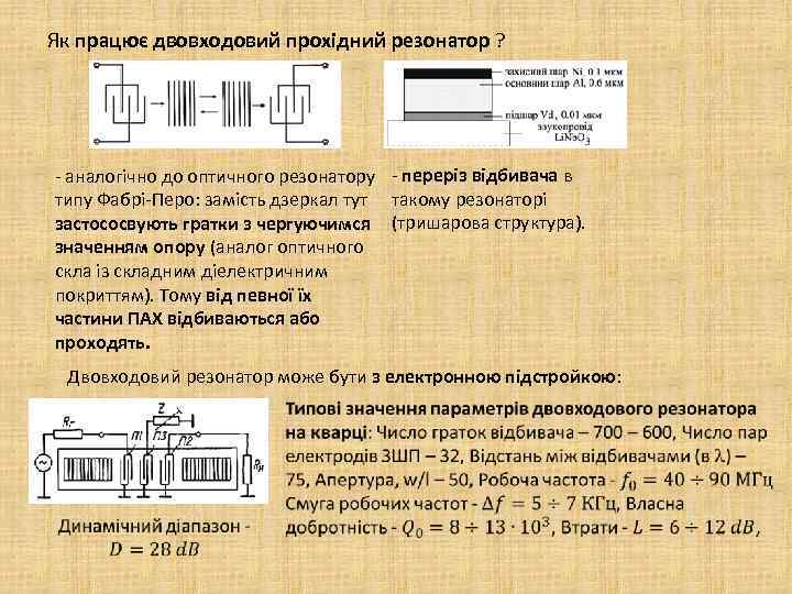 Як працює двовходовий прохідний резонатор ? - аналогічно до оптичного резонатору - переріз відбивача