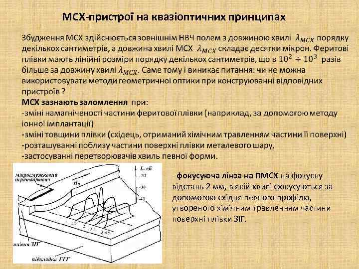 МСХ-пристрої на квазіоптичних принципах - фокусуюча лінза на ПМСХ на фокусну відстань 2 мм,