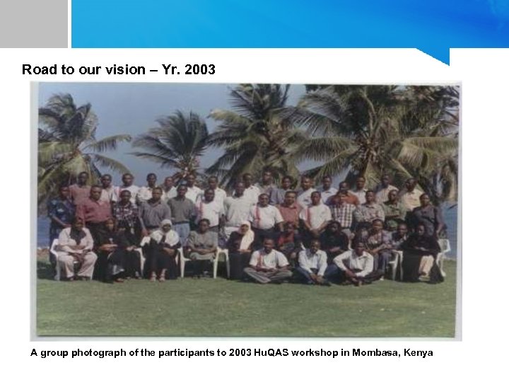 Road to our vision – Yr. 2003 A group photograph of the participants to