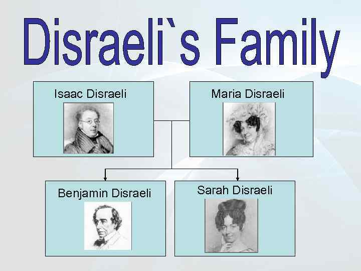 Isaac Disraeli Benjamin Disraeli Maria Disraeli Sarah Disraeli 