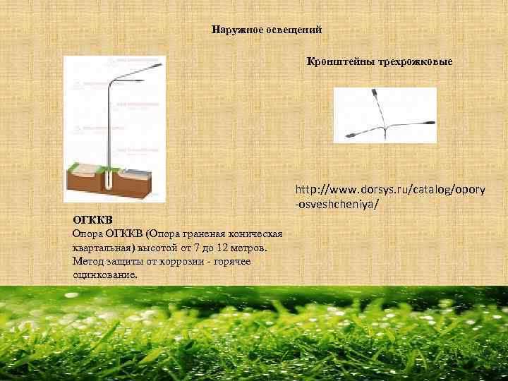 Наружное освещений Кронштейны трехрожковые http: //www. dorsys. ru/catalog/opory -osveshcheniya/ ОГККВ Опора ОГККВ (Опора граненая