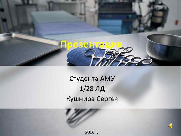 Презентация Студента АМУ 1/28 ЛД Кушнира Сергея 2016 г. 